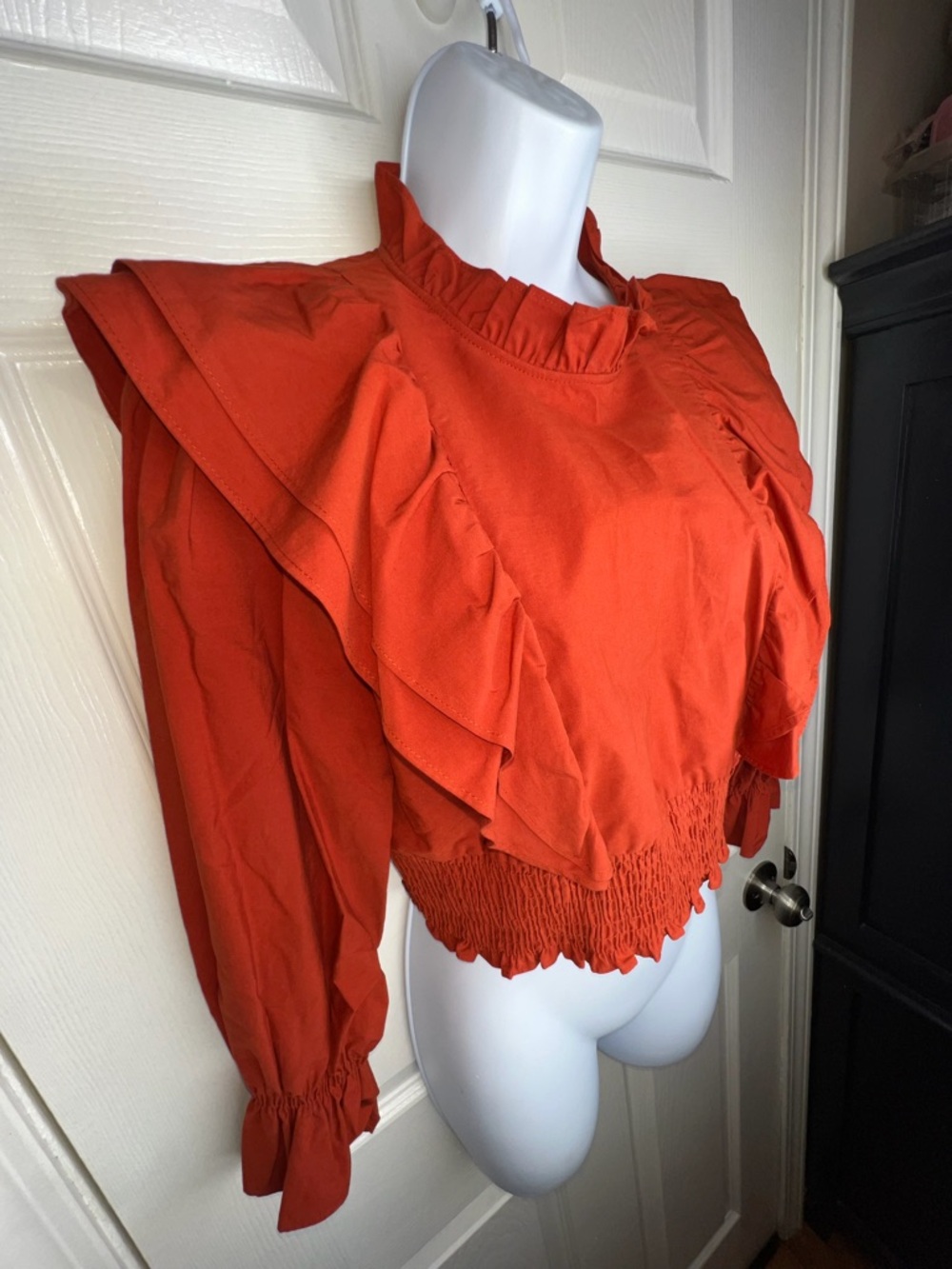 Zara Rust Red Ruffle Crop Top - Picture 4 of 15
